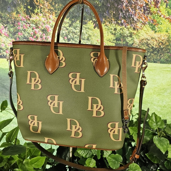 Dooney & Bourke Tote Bag DB Monogram & Vachetta Leather Signature Purse - Picture 2 of 16